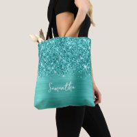 Glittery Turqoise Teal Glam Name