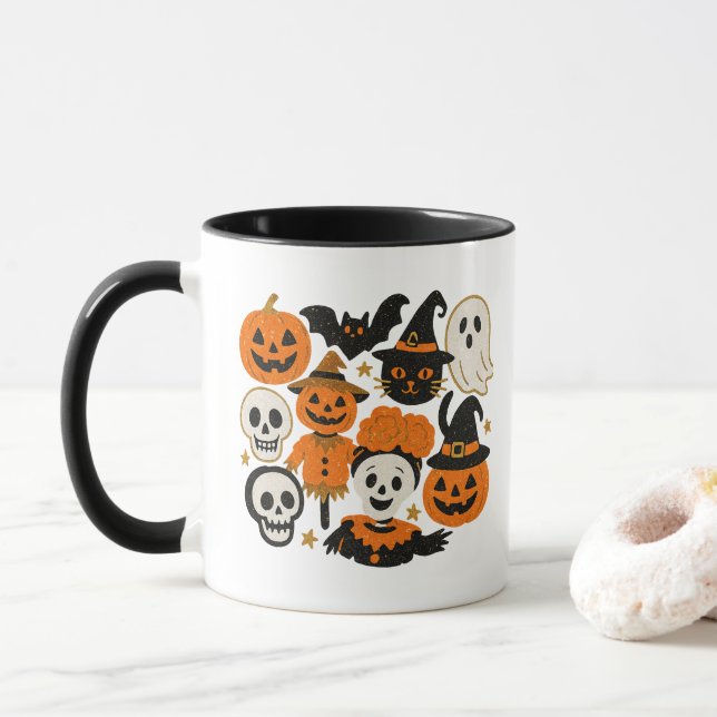 Glittery Whimsical Halloween Mug (With Donut)