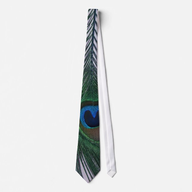 Glittery White Peacock Feather Still Life Tie (Front)