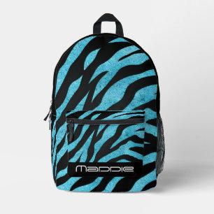 Glittery Zebra Pattern Printed Backpack