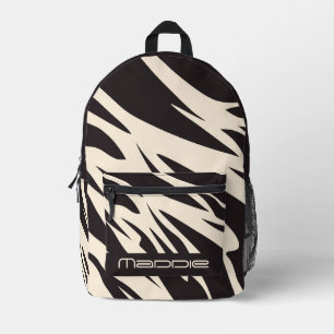 Glittery Zebra Pattern Printed Backpack