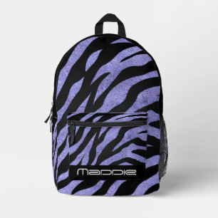 Glittery Zebra Pattern Printed Backpack