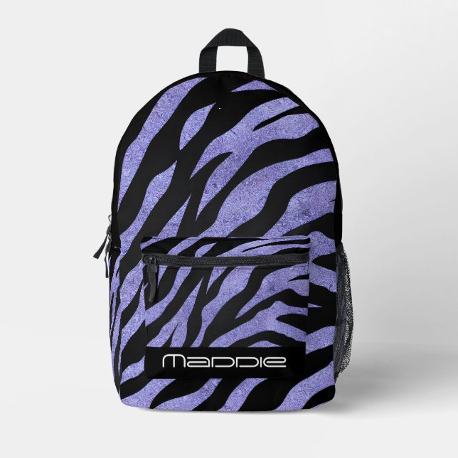 Glittery Zebra Pattern  Printed Backpack (Front)