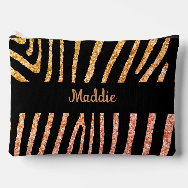 Glittery Zebra Stripes Pattern  Accessory Pouch (Front)