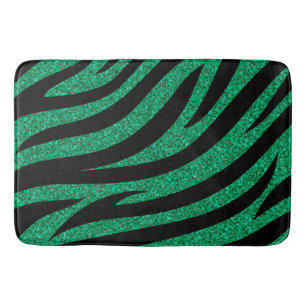 Glittery Zebra Stripes Pattern Bath Mat
