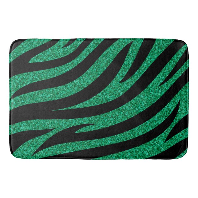 Glittery Zebra Stripes Pattern Bath Mat (Front)