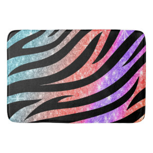 Glittery Zebra Stripes Pattern Bath Mat