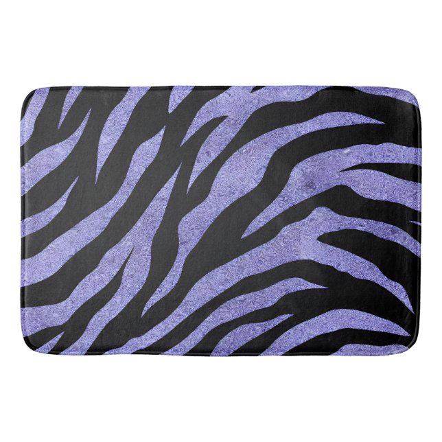 Glittery Zebra Stripes Pattern Bath Mat (Front)