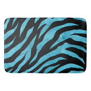 Glittery Zebra Stripes Pattern Bath Mat