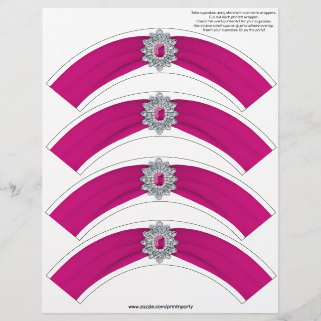 Glitz and Glam Cupcake Wrap - Hot Pink (Front)