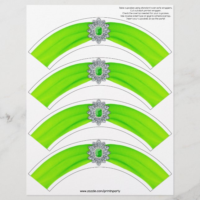 Glitz and Glam Cupcake Wrap - Lime (Front)