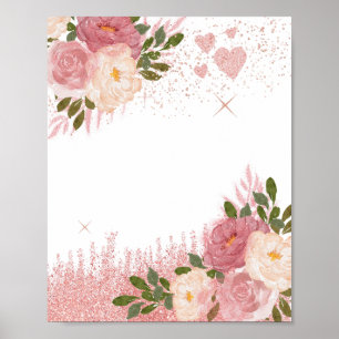 Glitz And Glam Rose Gold Glitter Blank Poster
