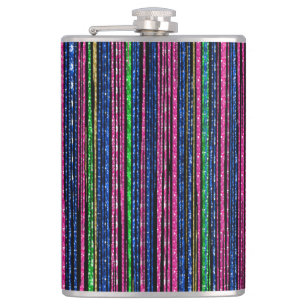 Glitz and Glam Sparkly Stripes Hip Flask