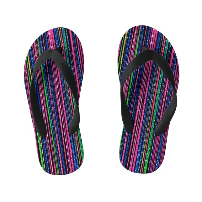 Glitz and Glam Sparkly Stripes Kid's Thongs (Footbed)