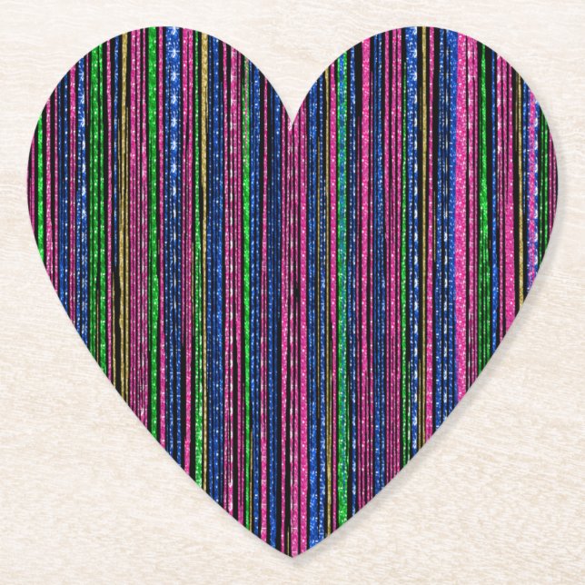 Glitz and Glam Sparkly Stripes Paper Coaster (Front)