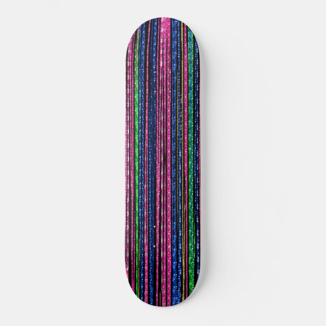 Glitz and Glam Sparkly Stripes Skateboard (Front)