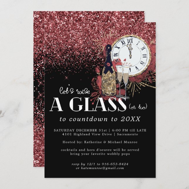 Glitz and Glamour New Years Eve Party Invitation (Front/Back)