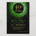 Glitz Bling Confetti 40th Birthday | green gold Invitation<br><div class="desc">A sparkly, glitzy, shimmery, green, black and gold Birthday party invitation. This versatile, trendy, bling invitation is perfect for special occasions - milestone birthdays, girls night out, sweet 16 parties, cocktail & dinner parties, anniversaries & other festive soirees. Use the "CUSTOMIZE IT" button to add your text. Matching favour stickers,...</div>