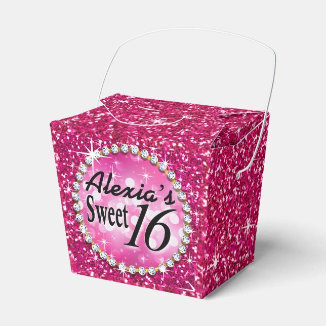Glitz Bling Glitter Sparkle | fuchsia Favour Box (Front Side)