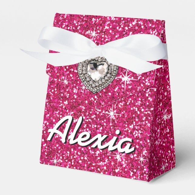 Glitz Bling Glitter Sparkle | fuchsia Favour Box (Front Side)