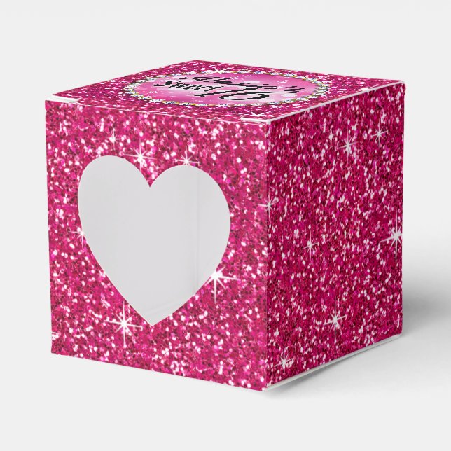 Glitz Bling Glitter Sparkle | fuchsia Favour Box (Front Side)