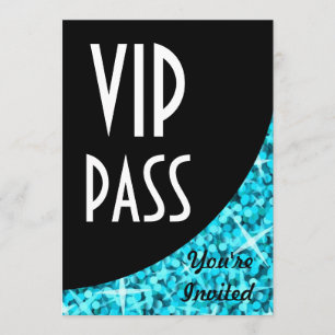Glitz Blue black curve "VIP Pass" invitation