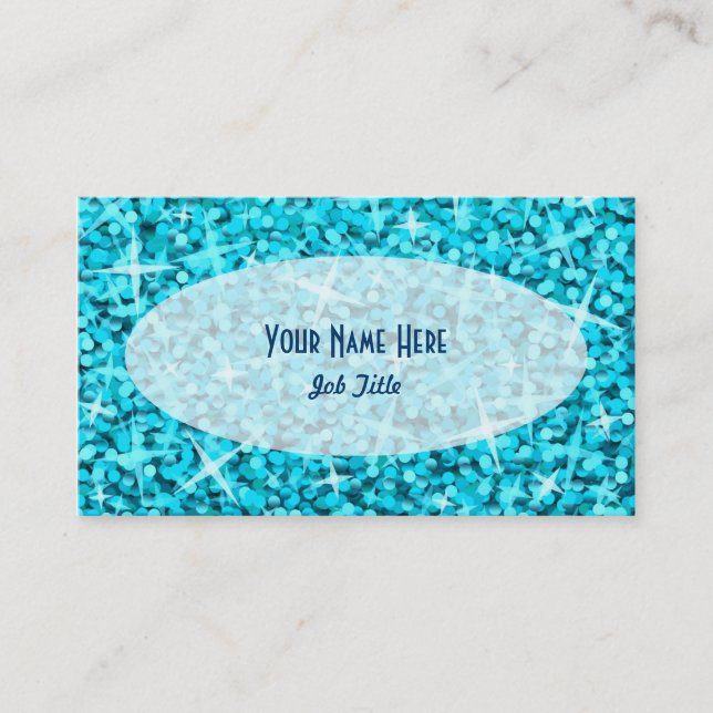 Glitz Blue Oval business card template (Front)