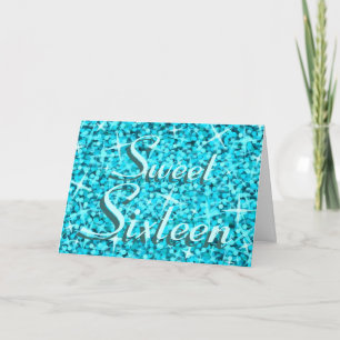 Glitz Blue 'Sweet Sixteen' 'Happy Birthday' card