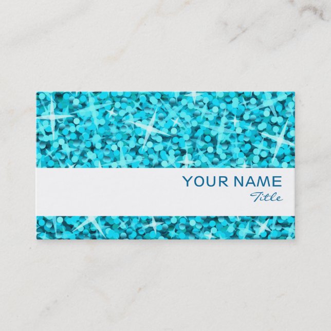 Glitz Blue white stripe business card template (Front)