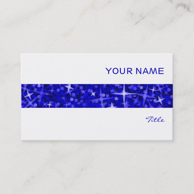 Glitz Dark Blue stripe business card white (Front)