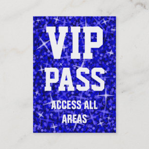 Glitz Dark Blue 'VIP PASS' business card chubby