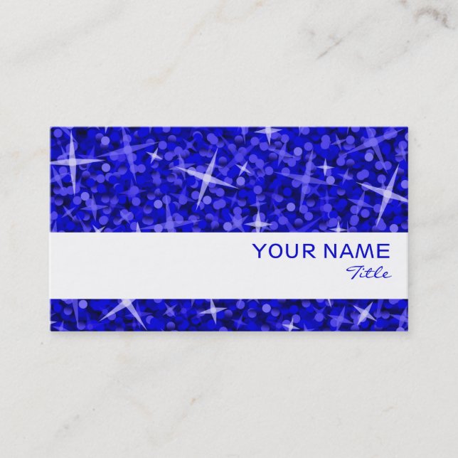Glitz Dark Blue white stripe business card (Front)