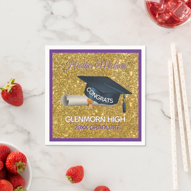 Glitz! Fun, Custom Graduation Paper Napkin (Insitu)