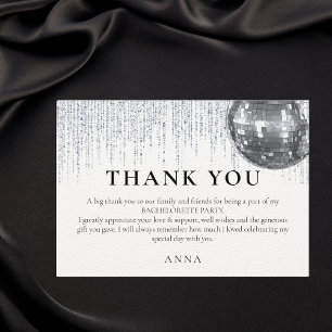 Glitz & Glam Disco Themed Bachelorette Thank You Card