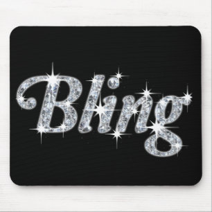 Glitz & Glam Faux Diamond Bling Design Black Mouse Pad