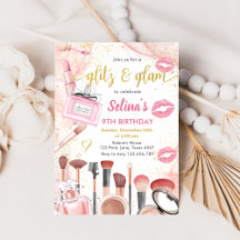 Glitz Glam Glamour Spa Party Pink Makeup Birthday