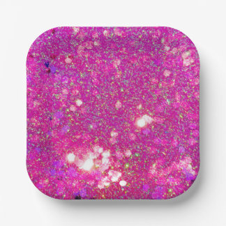 Glitz Glam Glitter Pink Aurora Party Paper Plates! Paper Plate