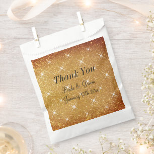 Glitz & Glam golden glitter wedding favour bags