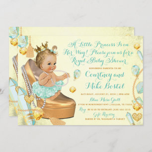 Glitz & Glam Mint Green & Yellow Baby Shower Invitation