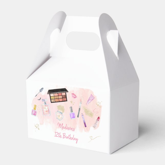 Glitz & Glam Pink Gold Spa Birthday Favour Box (Front Side)