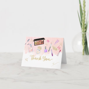 Glitz & Glam Pink Gold Spa Birthday  Thank You Card