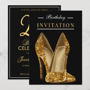 Glitz & Glamour Gold 25th Birthday Invitation