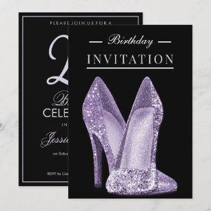 Glitz & Glamour Lilac 25th Birthday Invitation