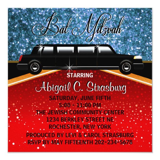 Glitz Glamour Limo Movie Star Invitation Template