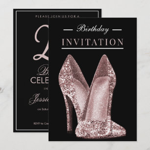 Glitz & Glamour Rose Gold 25th Birthday Invitation