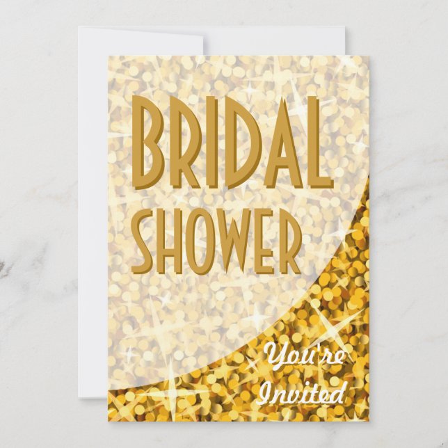 Glitz "Gold" curve 'Bridal Shower' invitation (Front)