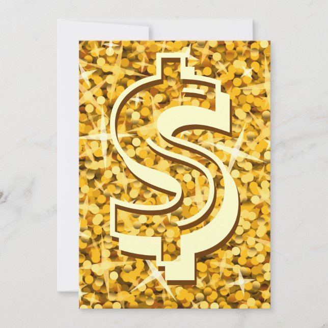 Glitz "Gold" dollar '$' invitation (Front)