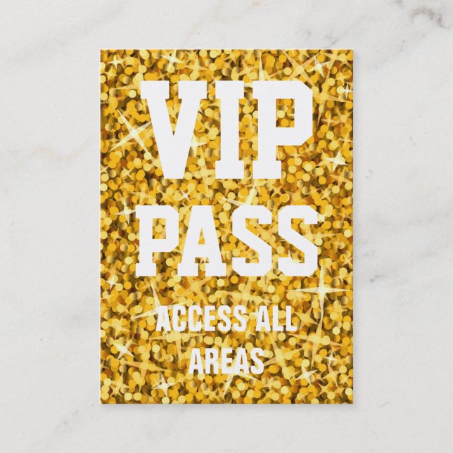 Glitz "Gold" 'VIP PASS' business card chubby (Front)