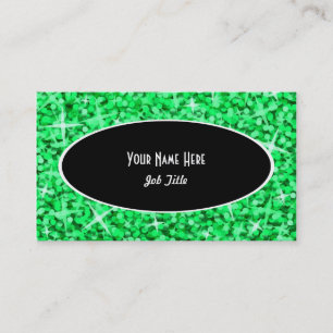 Glitz Green Black Oval business card template