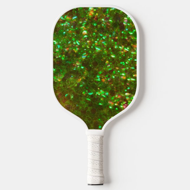Glitz green glam glitter pickleball paddles!   pickleball paddle (Front)